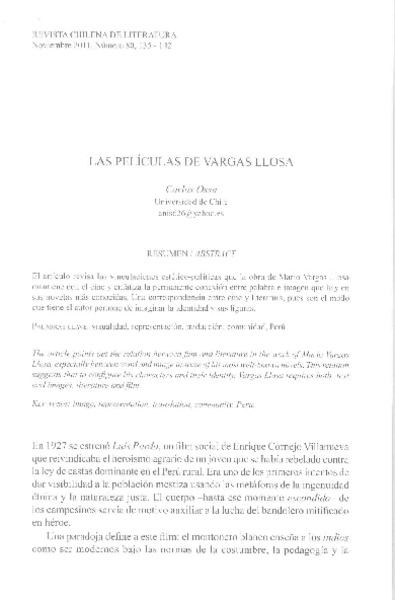 Las películas de Vargas Llosa  [artículo] Carlos Ossa.