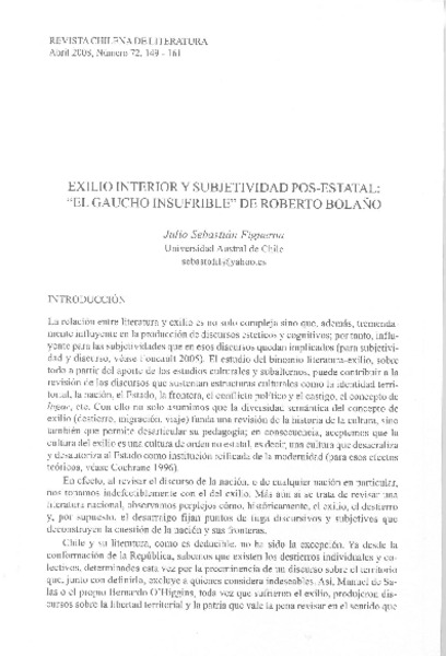 Exilio interior y subjetividad pos-estatal