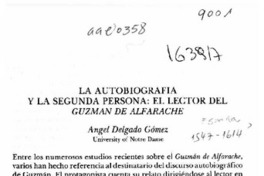 La autobiografía y la segunda persona, el lector del "Guzmán de Alfarache"
