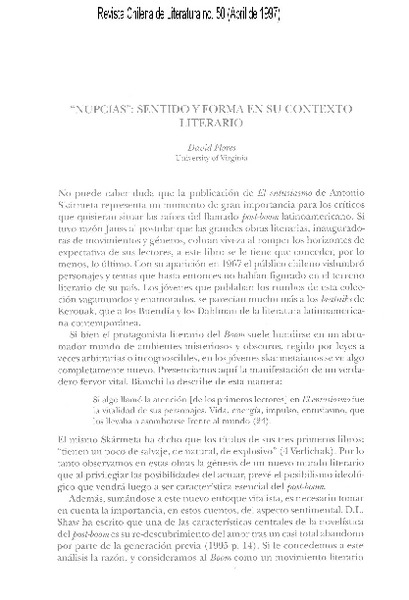 "Nupcias", sentido y forma en su contexto literario