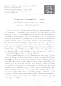 Pensamiento, subjetividad y cultura