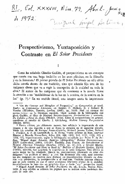 Perspectivismo, yuxtaposición y contraste en El Señor Presidente