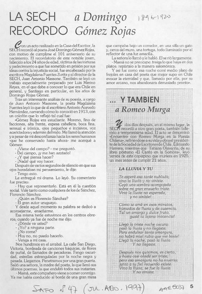 La Sech recordó a Domingo Gómez Rojas  [artículo].
