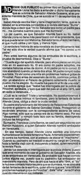 Nuevas mentiras de Isabel Allende Llona