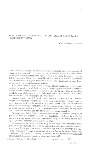 Vanguardismo y modernidad en "Memorias de la plata"  [artículo] Carlos Ferreiro González.