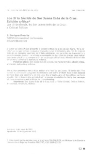 Loa Si la tórrida de Sor Juana Inés de la Cruz  [artículo] J. Enrique Duarte.