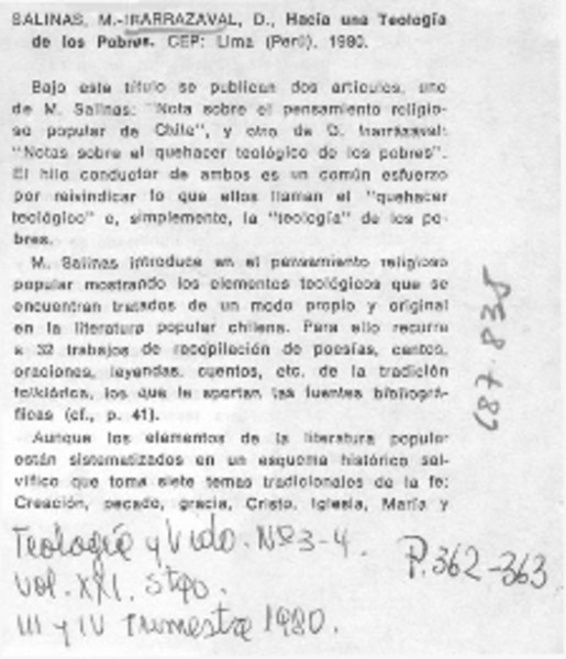 Hacia una teología de los pobres