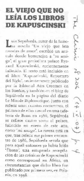 El Viejo que no leía los libros de Kapuscinski