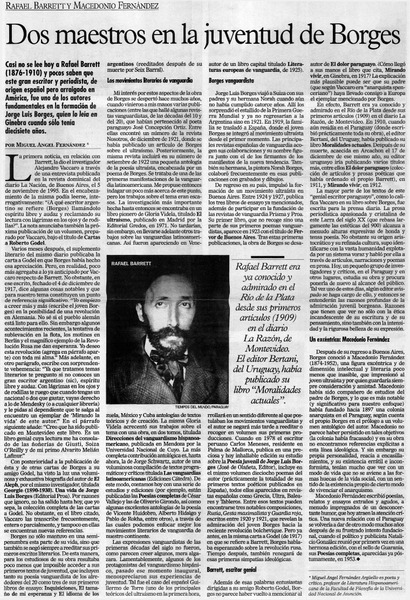 Dos maestros en la juventud de Borges