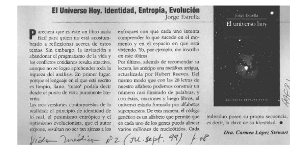 El universo hoy