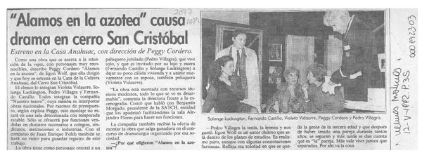 "Alamos en la azotea" causa drama en cerro San Cristóbal  [artículo].