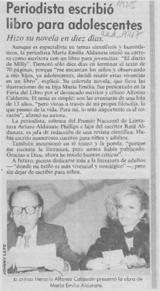 Periodista escribió libro para adolescentes