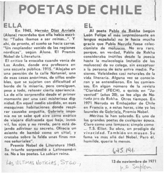 Poetas de Chile.