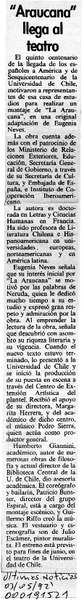 "Araucana" llega al teatro  [artículo].