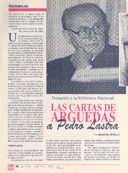 Las cartas de Arguedas a Pedro Lastra