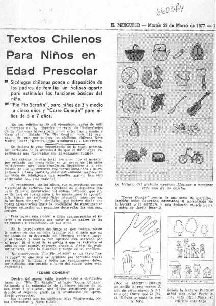 Textos chilenos para niños en edad preescolar.  [artículo]