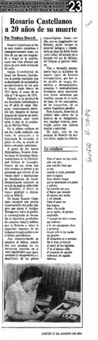 Rosario Castellanos a 20 años de su muerte