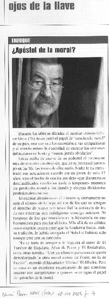 ¿Apostol de la moral?
