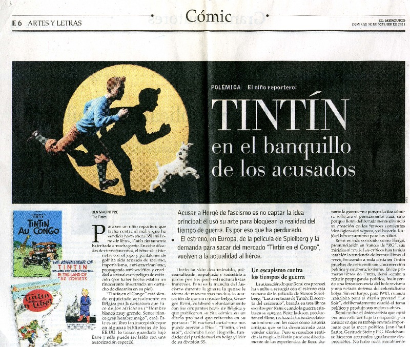 Tintìn en el banquillo de los acusados  [artículo] Ben Macintyre.
