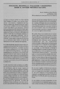 Educación, desarrollo, evaluación y diagnóstico desde el enfoque histórico cultural