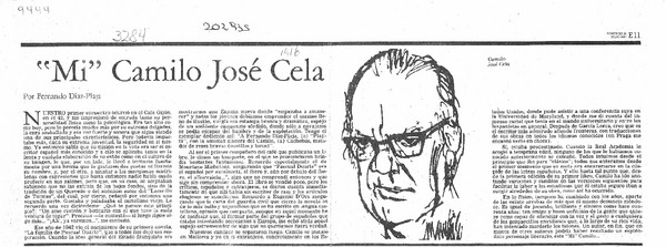 "Mi" Camilo José Cela  [artículo] Fernando Díaz-Plaja.