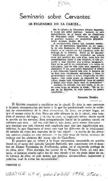 Seminario sobre Cervantes