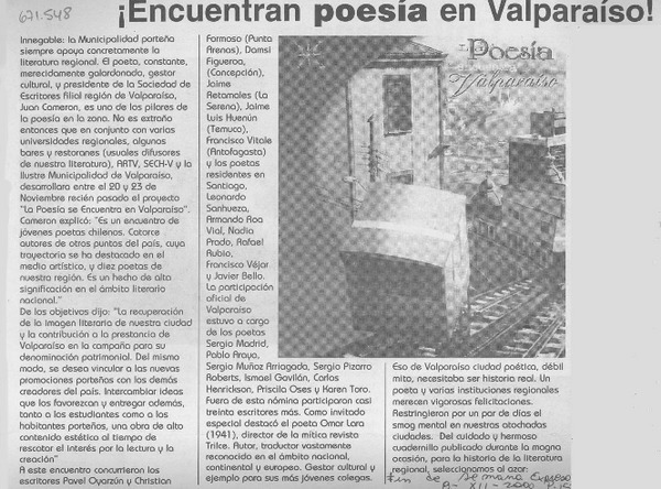 ¡Encuentran poesía en Valparaíso!