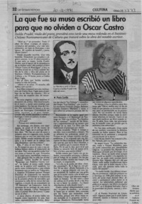 La que fue su musa escribió un libro para que no olviden a Oscar Castro  [artículo] Paola Castillo.
