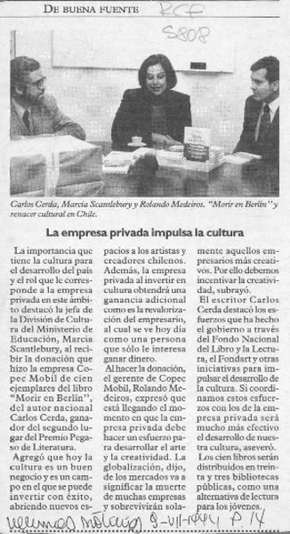 La Empresa privada impulsa la cultura  [artículo].