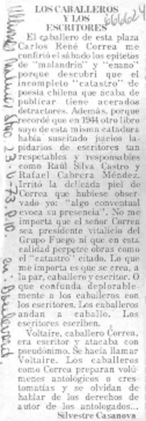 Los caballeros y los escritores.