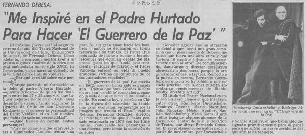 "Me inspiré en el padre Hurtado para hacer 'El guerrero de la paz'"