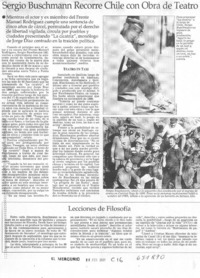 Sergio Buschmann recorre Chile con obra de teatro  [artículo]