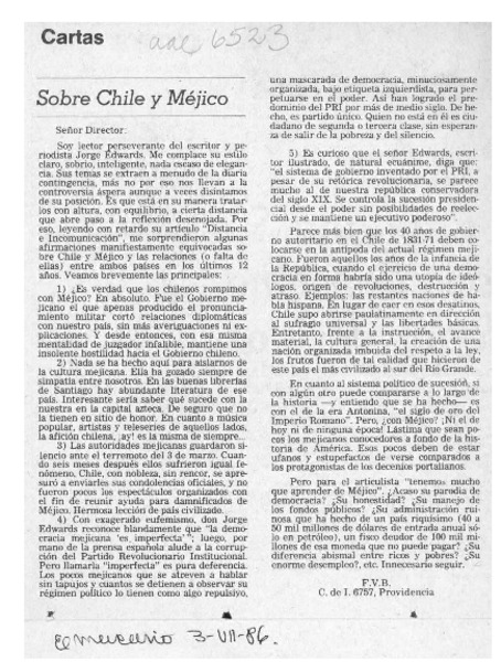 Sobre Chile y Méjico  [artículo] F. V. B.