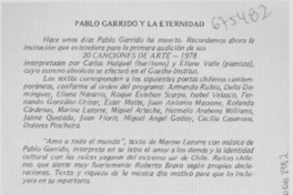 Pablo Garrido y la eternidad.