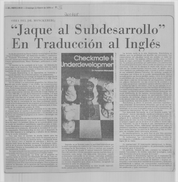 "Jaque al subdesarrollo" en traducción al inglés.