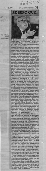 Se supo que --  [artículo].