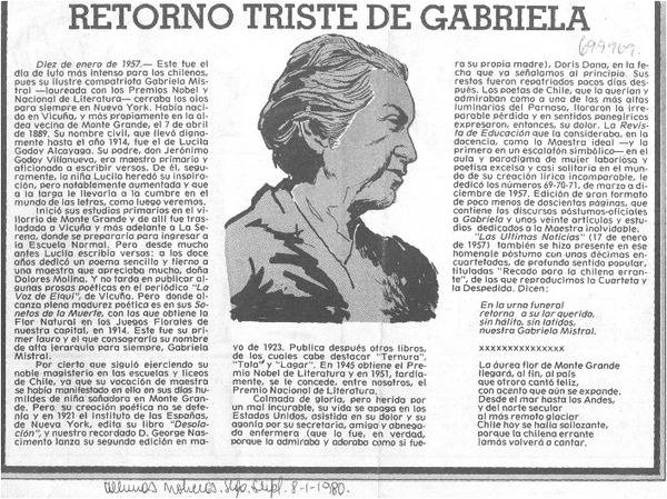 Retorno triste de Gabriela.