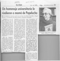 Un Homenaje universitario le rindieron a mamá de Papelucho  [artículo].