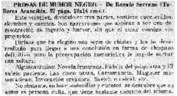Prosas de humor negro.