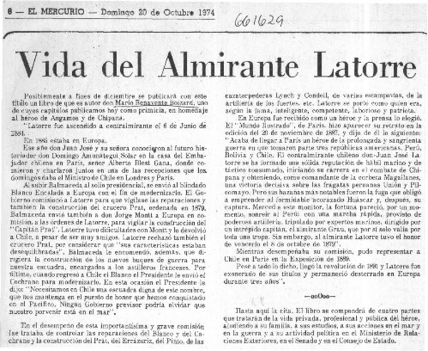 Vida del Almirante Latorre.  [artículo]