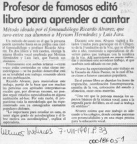 Profesor de famosos editó libro para aprender a cantar  [artículo].