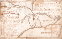 Diseño del proyecto de la asequia que pueda dar agua a la nueba villa de San Carlos ...sacandola del río Ñuble, 1802. Diseño del proyecto de la asequia que pueda dar agua a la nueba villa de San Carlos ...sacandola del río Ñuble, 1802.