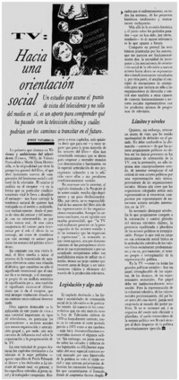 TV, hacia una orientación social TV, hacia una orientación social