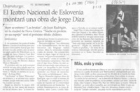 El Teatro Nacional de Eslovenia montará una obra de Jorge Díaz El Teatro Nacional de Eslovenia montará una obra de Jorge Díaz