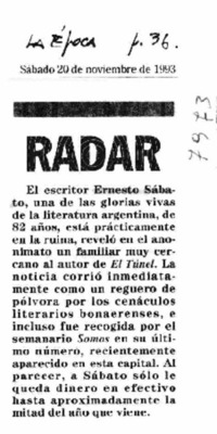 El escritor Ernesto Sábato El escritor Ernesto Sábato