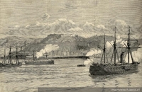 Disparos entre baterías costeras y el acorazado Blanco Encalada