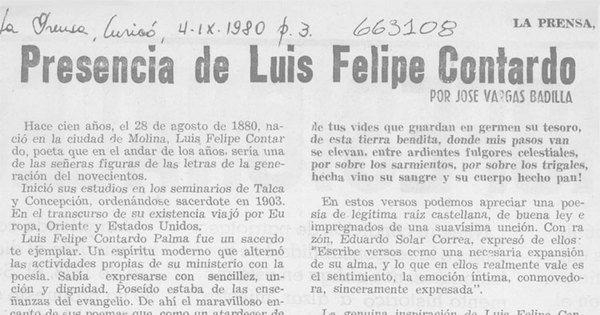 Presencia de Luis Felipe Contardo