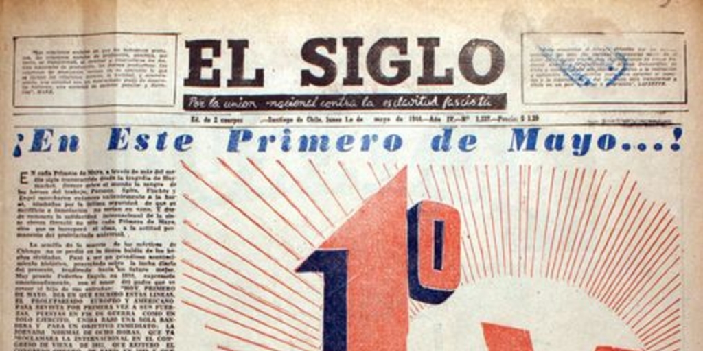 El símbolo de la victoria de los Aliados en la conmemoración del 1 de mayo de 1944