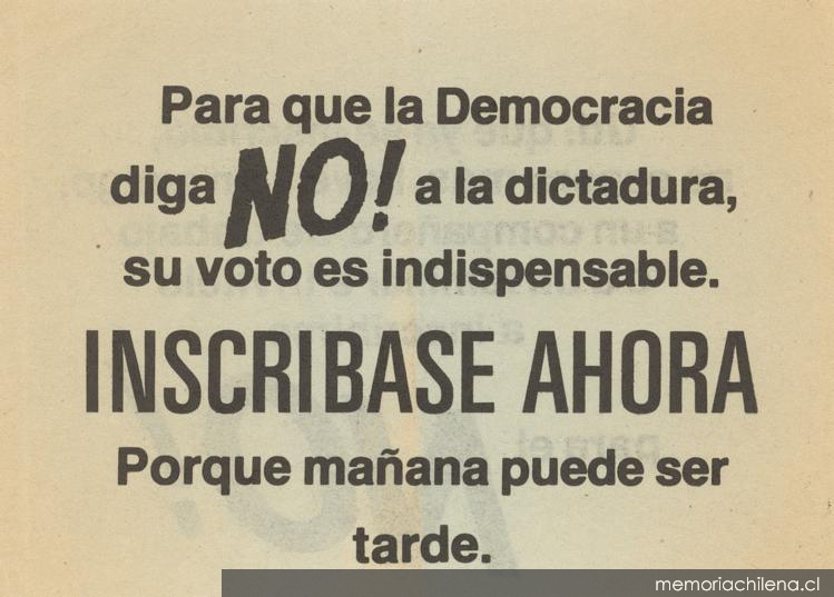 Para que la democracia diga No, 1988