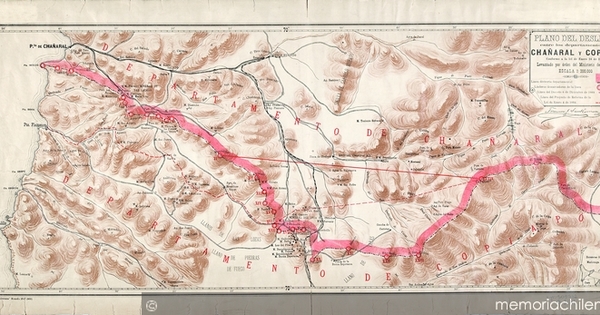 Plano del deslinde entre los departamentos de Chañaral y Copiapó conforme a la lei de enero 14 de 1884 levantado por orden del Ministerio del Interior : N. Boloña [mapa]